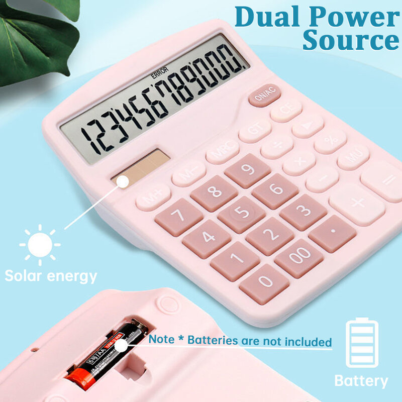 1 PCS Solar Calculator Dual Power Supply Calculator Desktop Office Computer Fashion Exam Cute Calculator