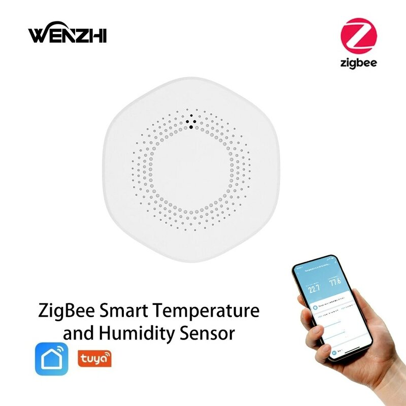 Zigbee casa temperatura e umidade sensor detector tuya vida inteligente higrômetro interior termômetro eletrônico alimentado por bateria