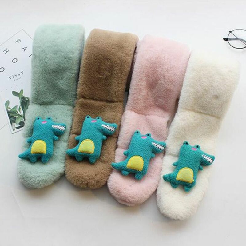 Thicken Cartoon Faux Fur Scarf Cute Windproof Winter Warm Scarves Wraps Plush Cold-Proof Collar Boys Girls