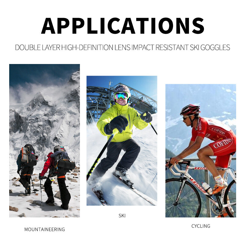 YOOLENS NEUE Doppel Schichten Anti-Fog Ski Brille Schnee Snowboard Brille Schneemobil Brillen Männer Frauen Outdoor Sport Ski Googles