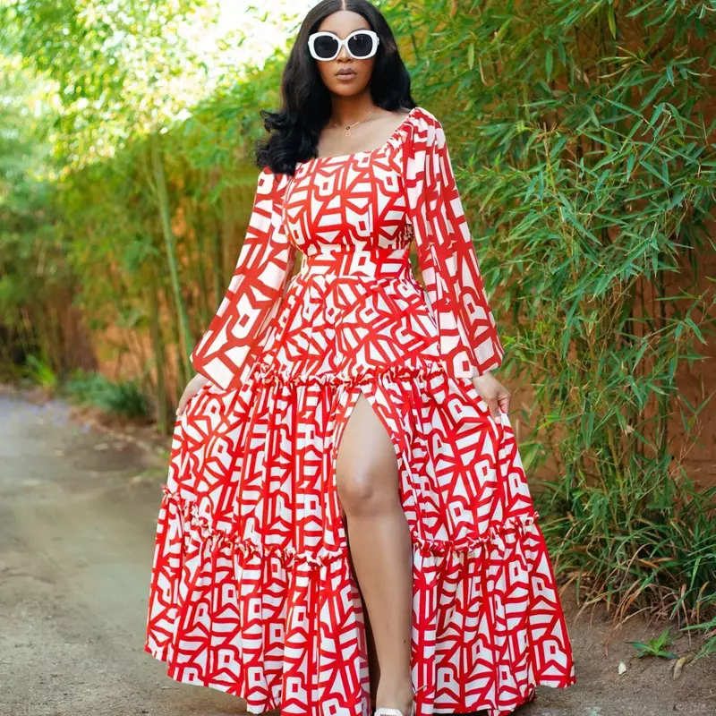2024 elegancka sukienki afrykańskie dla kobiet Dashiki wiosna lato moda Maxi sukienka damska tradycyjna ubranie afrykańskie długa sukienka