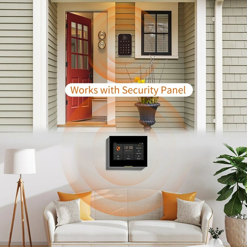Wireless Home Security Alarm System, Tuya Smart System, Touch Keyboard, Cartão RFID, braço, desarmar, desarmar, senha, teclado, 433MHz, 2pcs