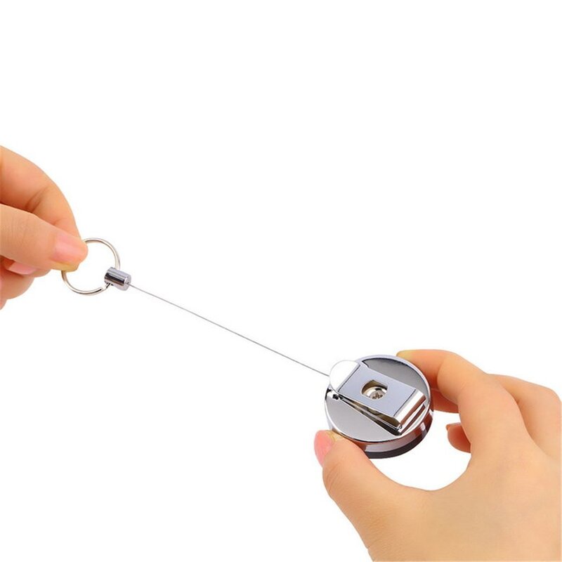 1pc Edelstahl Werkzeug Gürtel Geld Versenkbare Schlüssel Recoil Ring Pull Kette Clip Keychain schlüssel Kette Starke Zugkraft