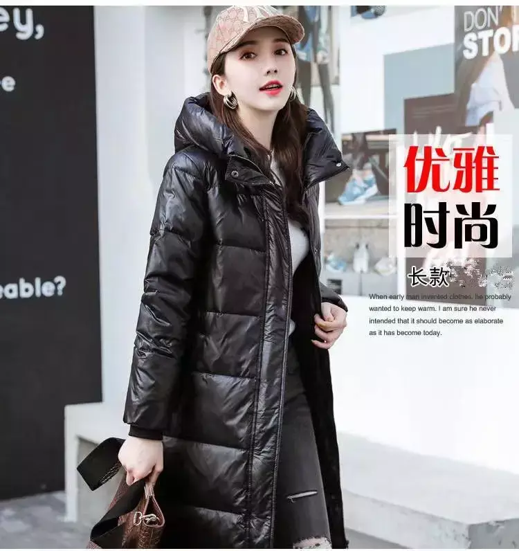 2023 New Winter Down Cotton Jackets Women's Clothing Long Parkas Slim Hooded Warm Winter Coats Female Black Overcoats