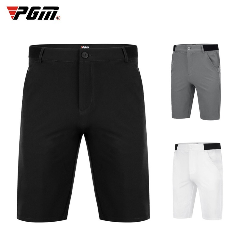 PGM Men Golf Shorts Summer Solid Middle Slim Pants Elastic Breathable Sports Wear Casual Cothing Gym Suit Clothes Grey KUZ076