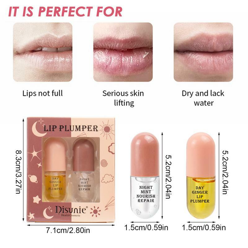 Lip Enhancer com Extratos de Gengibre Mint e Vitamina E, Lip Care Serums para Hidratante Plump, Reduzir Linhas Finas, Aumento