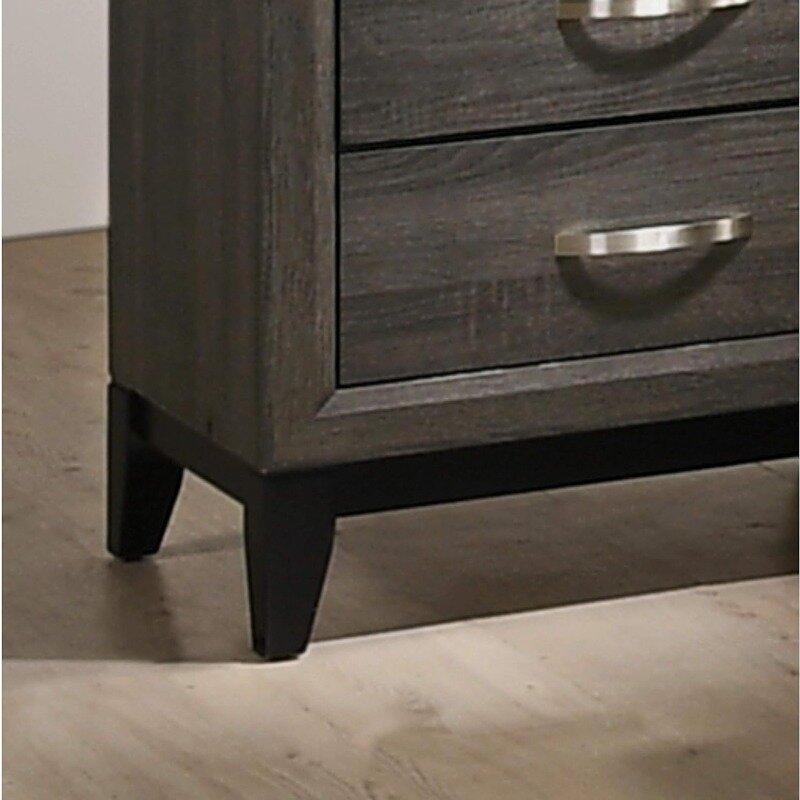 FurnitureMaxx-mesita de noche desgastada, tiradores de barra de Metal Stout, color marrón