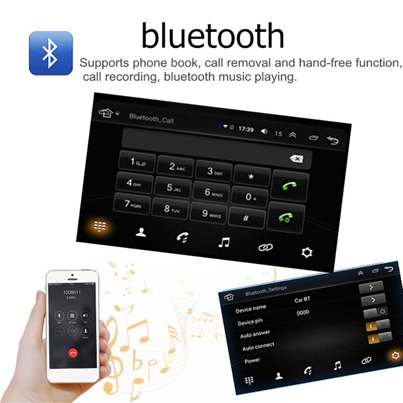 Lettore multimediale per auto Android 10.1 da 9.1 pollici Radio 1Din schermo regolabile con rotazione di 360 gradi lettore GPS Bluetooth Wifi