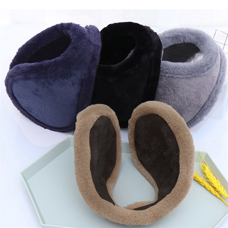 Women Men Soft Plush Thickening Ear Warmer Cold Proof Fashion Winter Earmuffs Solid Color Earflap Outdoor Protection Ear-Muffs