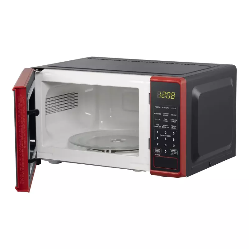 0.7 cu. ft. Forno a microonde da appoggio, 700 watt, elettrodomestici da cucina rossi.