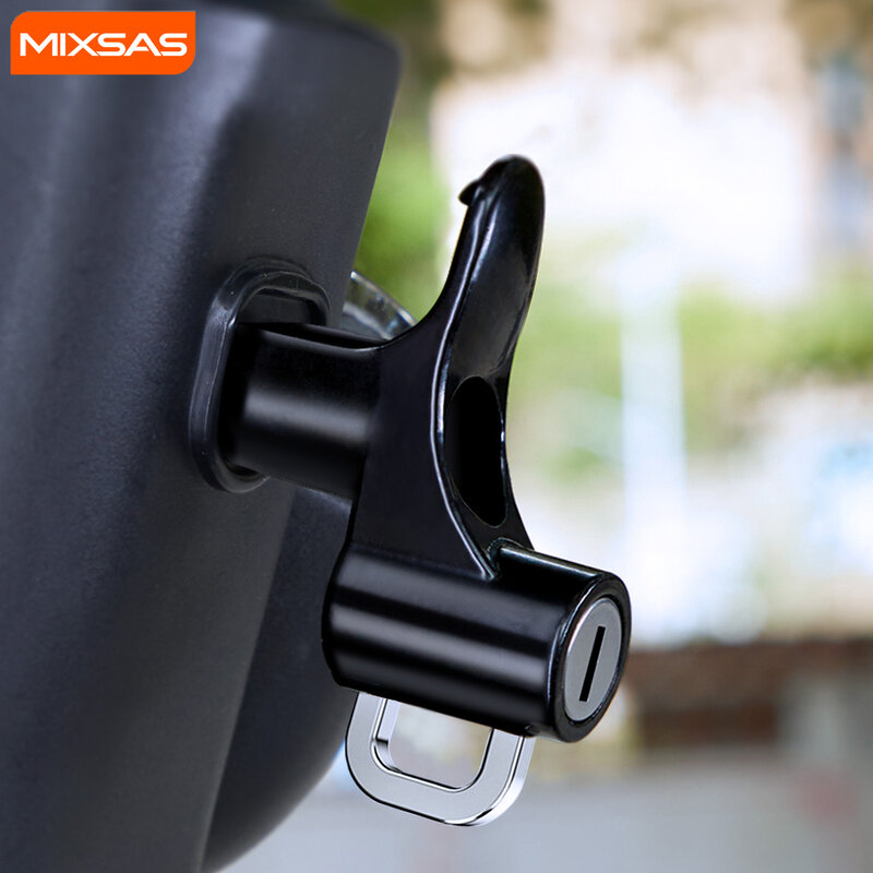 MIXSAS-bloqueo de casco de seguridad antirrobo Universal para motocicleta, gancho de montaje negro de aleación con 2 llaves, accesorios de Herramientas para vehículos eléctricos