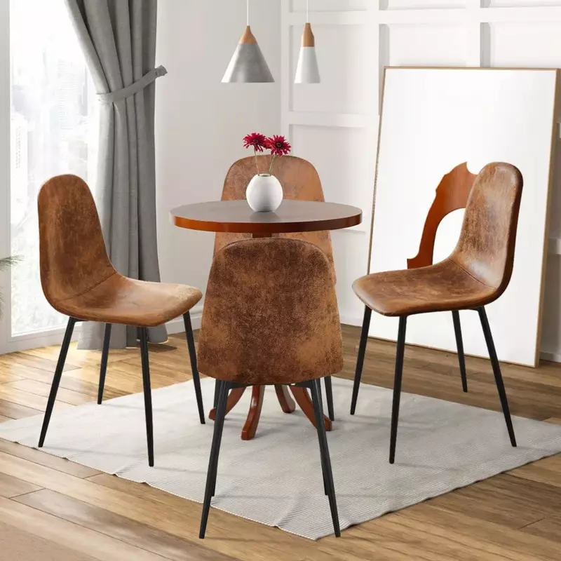 Dining Chairs Comfortable Upholstered Side Seating Armless for Home Kitchen Bedroom Living Room Guest Restaurant Cafe Brown