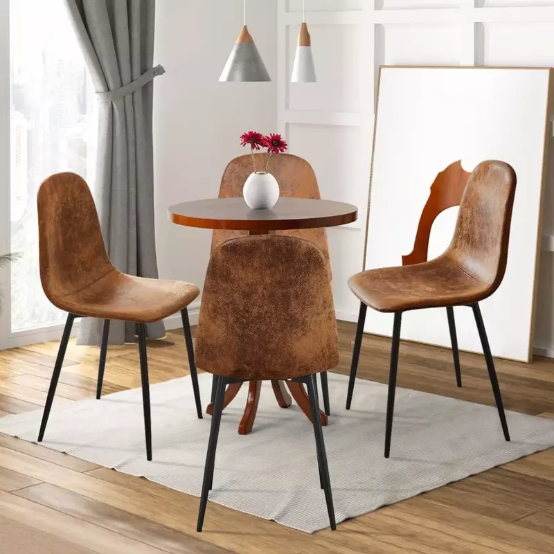 Eetkamerstoelen Comfortabele Gestoffeerde Zijzitplaatsen Armloos Voor Thuis Keuken Slaapkamer Woonkamer Gast Restaurant Café Bruin