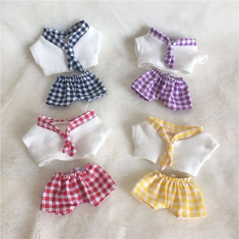 Navy Style 4 Color 10CM Star Cotton Doll Clothes 10CM Cotton Stuffed Doll Plaid Bow Tie Set Doll Accessories