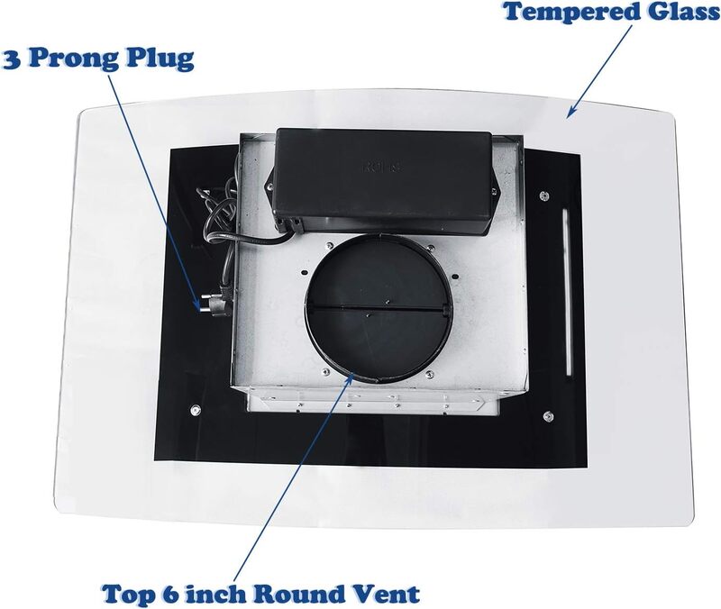 เครื่องดูดควันเกาะ36นิ้ว700 CFM, เครื่องดูดควันติดเพดานสเตนเลสที่ระบายอากาศพร้อมกระจกนิรภัยปุ่มกดควบคุม