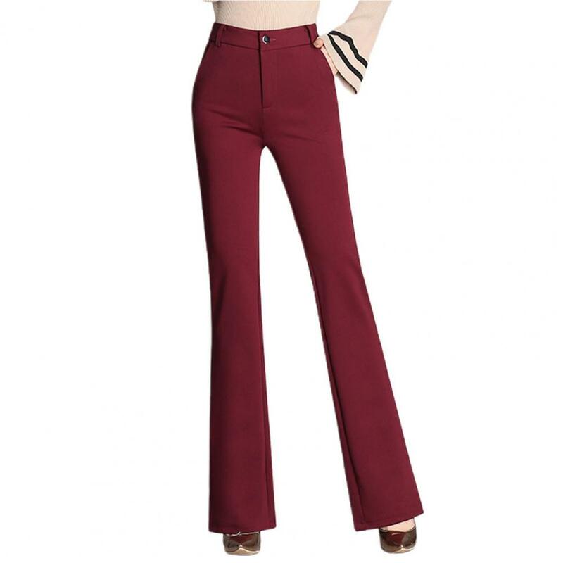 Women Pants Pockets Suit Pants Elegant High Waist Flared Suit Pants for Women Stylish Straight Leg Trousers with for Ladies
