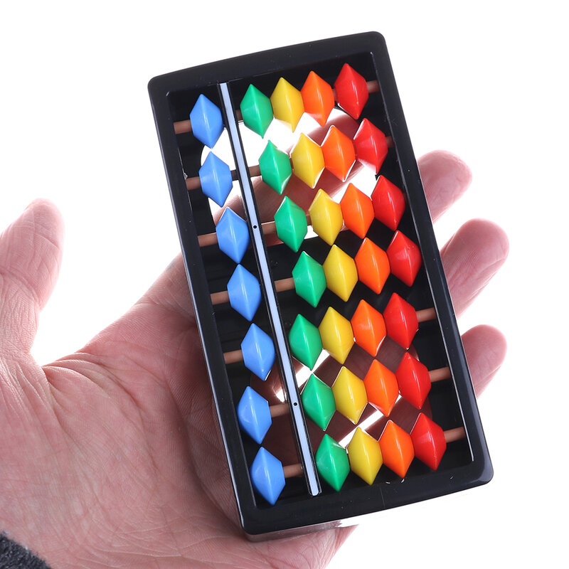 다채로운 구슬 어린이 교육 완구 몬테소리 플라스틱 수학 주판, 7 자리 소로반 계산 도구, 1 개
