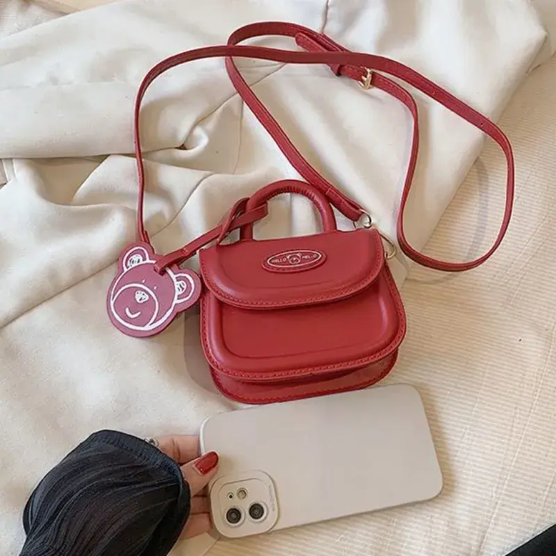 Mini bolso cruzado de mano para niños, bolsa cuadrada pequeña con forma de galleta de Color de contraste Popular, hermoso y lindo, Primavera/Verano, 2023