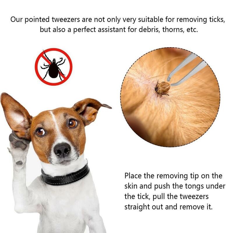 1Pcs Rvs Pet Behandeling Tick Removal Tool Set 2 In 1 Vork Pincet Clip Voor Kat Hond Levert