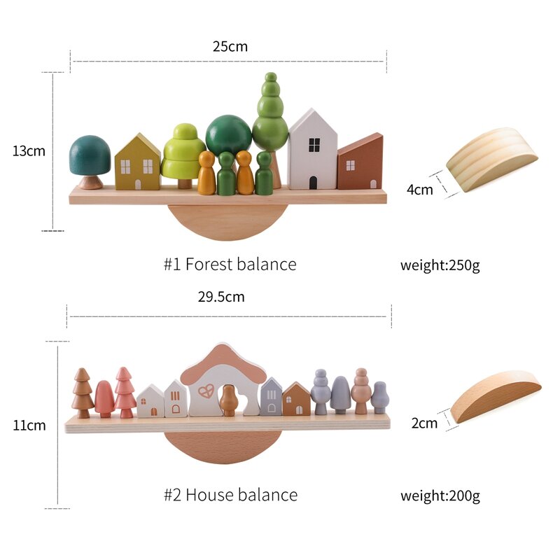 Montessori Sensory Toys  Stacking Toys For Baby Forest Houses Replica Wooden Forest Blocks  Early Childhood Education Game Gift