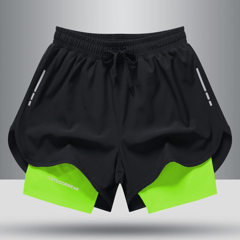 Calça esportiva respirável de secagem rápida masculina, shorts casuais, calça praia, treino fitness, jogging, verão