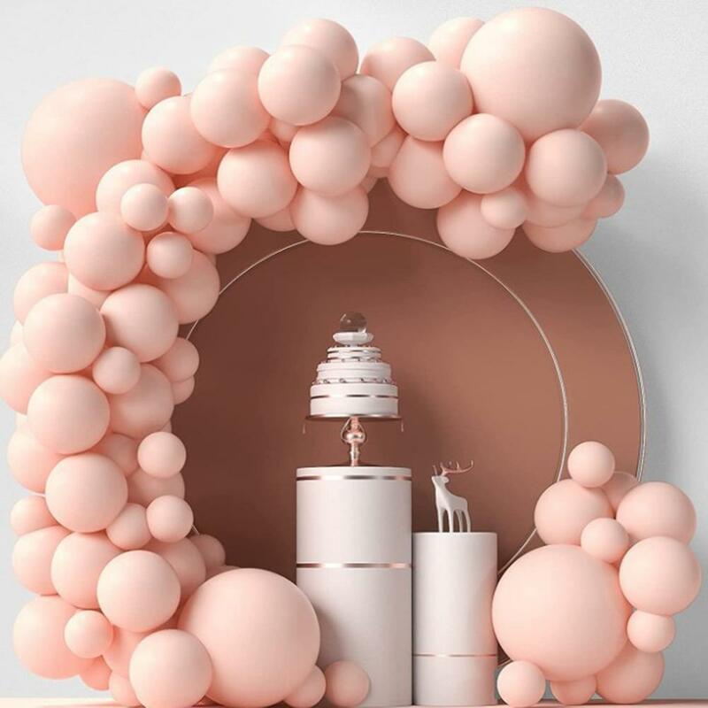 Perlengkapan Dekorasi Pesta Set Balon Lateks Bundar Warna Solid untuk Ulang Tahun Pernikahan Hari Kasih Sayang Baby Shower