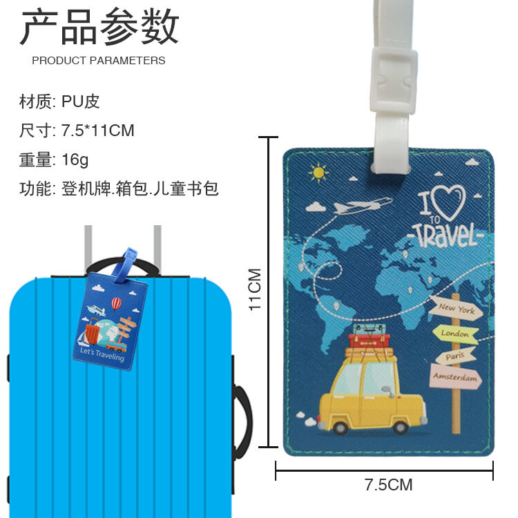Etiqueta de equipaje de cuero original, accesorios de viaje, soporte de dirección de identificación de maleta de PU, etiqueta portátil de embarque de equipaje, nuevo