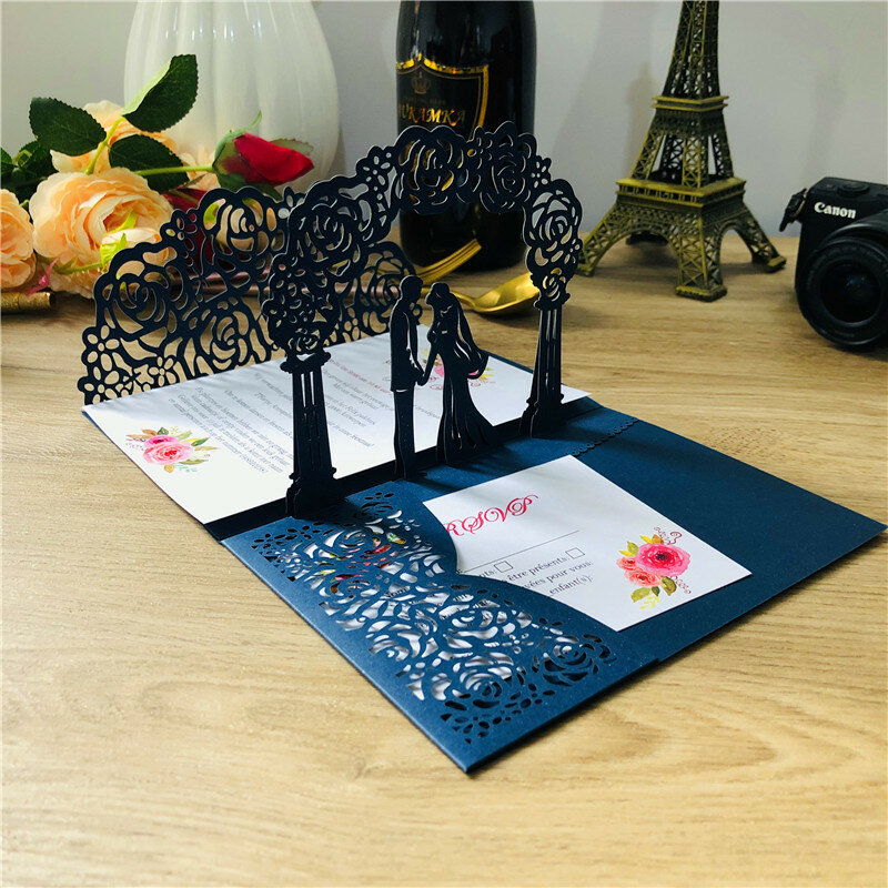 結婚式の招待状,新しい創造的な誕生日のための3D装飾のための木製の紙のシートピース/ロット18x13cm