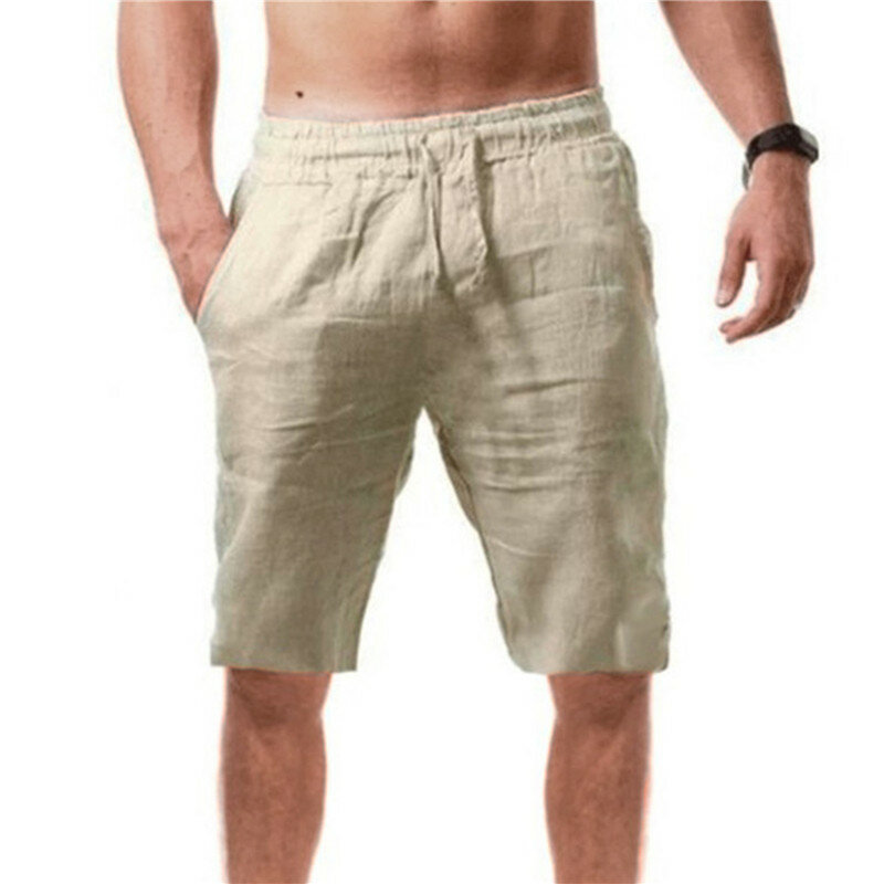Pantalones cortos transpirables para hombre, Shorts informales de marca de moda, cómodos, Color sólido con cordón
