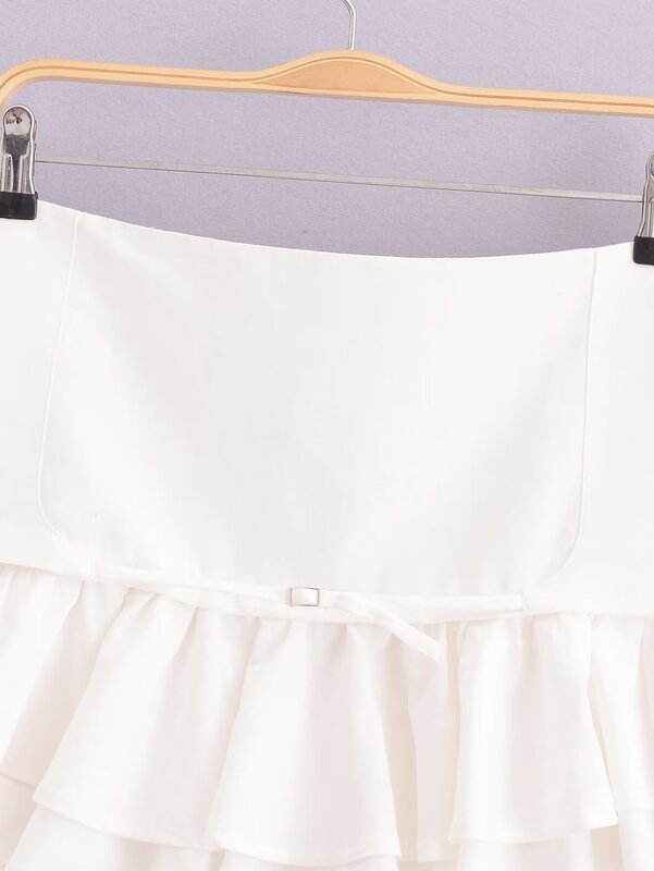 Minifalda plisada delgada con cordones para Mujer, falda Vintage de cintura alta con cremallera lateral, decoración en capas, moda elegante, nueva