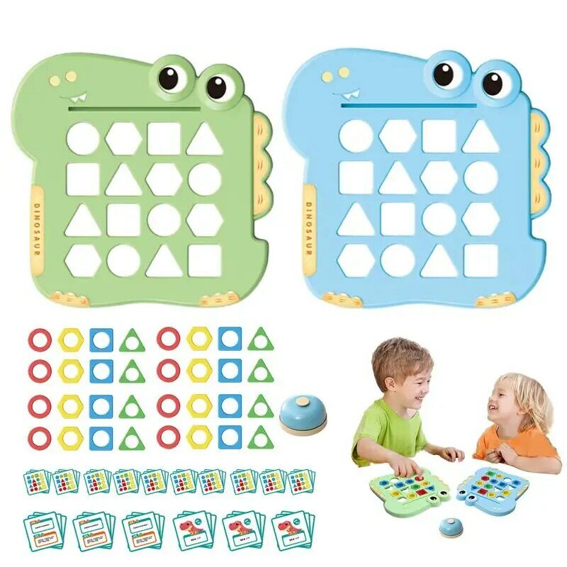 Geometric Shape Matching Board Game, Dinosaur Checkerboard, Combinar rápido, Montessori