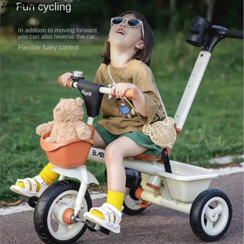 LazyChild Children's Tricycle Pedal Car Baby Multifunctional Bike Out Of The Skidding Baby God Weapon Hot New