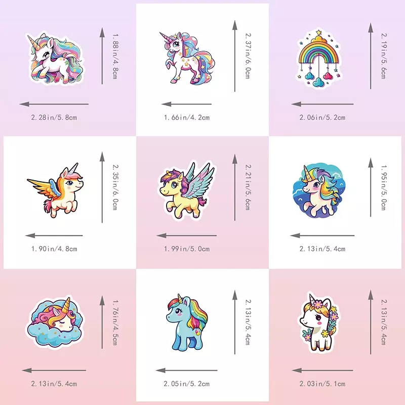 10/30/50 buah stiker PVC penerbangan Unicorn dekorasi estetika buku tempel anak-anak Korea alat tulis sekolah perlengkapan untuk anak-anak
