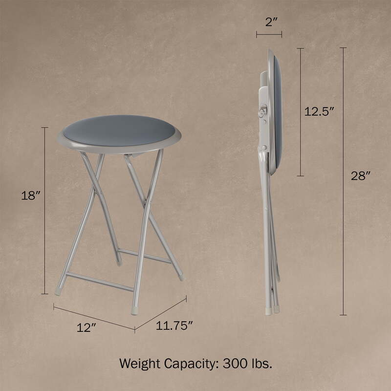 18" Counter Height Stool Kitchen Backless Folding Padded Round Stool