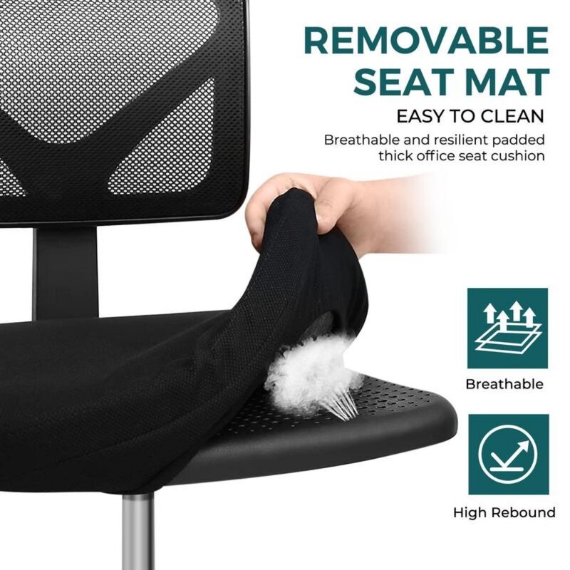 Krzesło biurowe bez ramienia Małe krzesło do domowego biura z podparciem lędźwiowym bez transportu