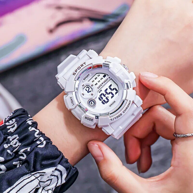 YIKAZE-relojes deportivos de moda para hombres y mujeres, reloj Digital impermeable, despertador luminoso, reloj de pulsera electrónico para niños