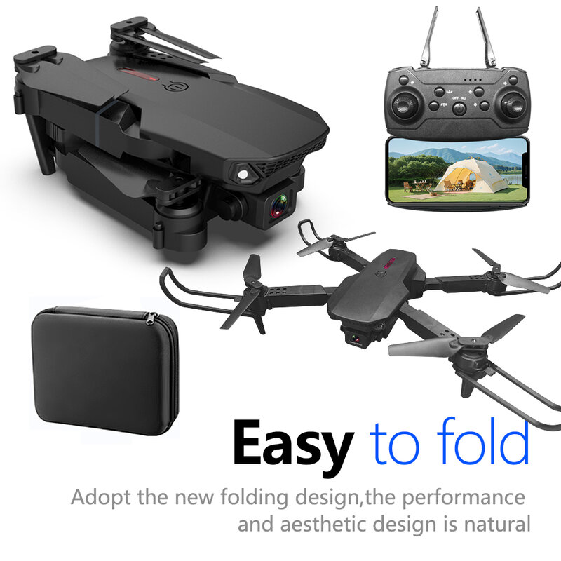 One Click Mini Controle Remoto Drone, Rotação de 360 Graus, Quadcopter Brinquedo, RC Helicóptero, Fotografia Aérea, WIFI, E88, UAV, Novo