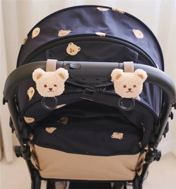 لطيف الدب الطفل حقيبة هوك ، 360 درجة تدوير ، سلة منظم ، حقيبة المومياء هوك ، اكسسوارات عربة