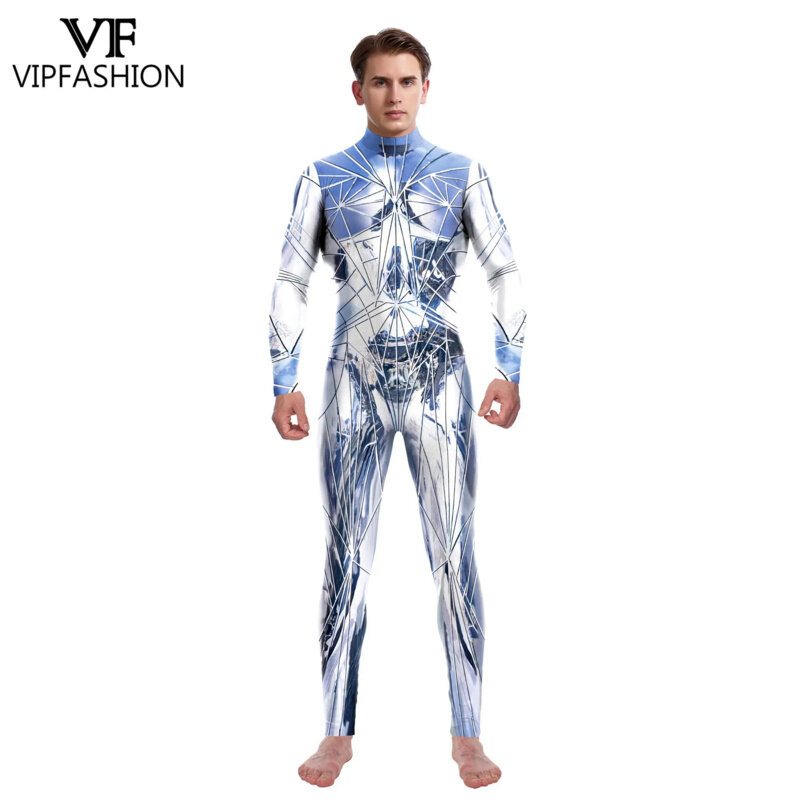 VIPFASHION para odzwierciedla wzór kombinezon 3D Print Zentai garnitur kobiety seksowne body z tyłu przebranie na karnawał ubrania imprezowe