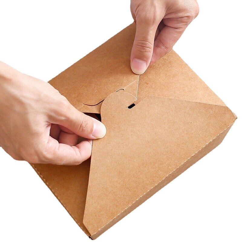 กล่องใส่เบอร์เกอร์แบบพกพากล่องออกแบบลายนูนด้านล่างกล่องกระดาษคราฟท์
