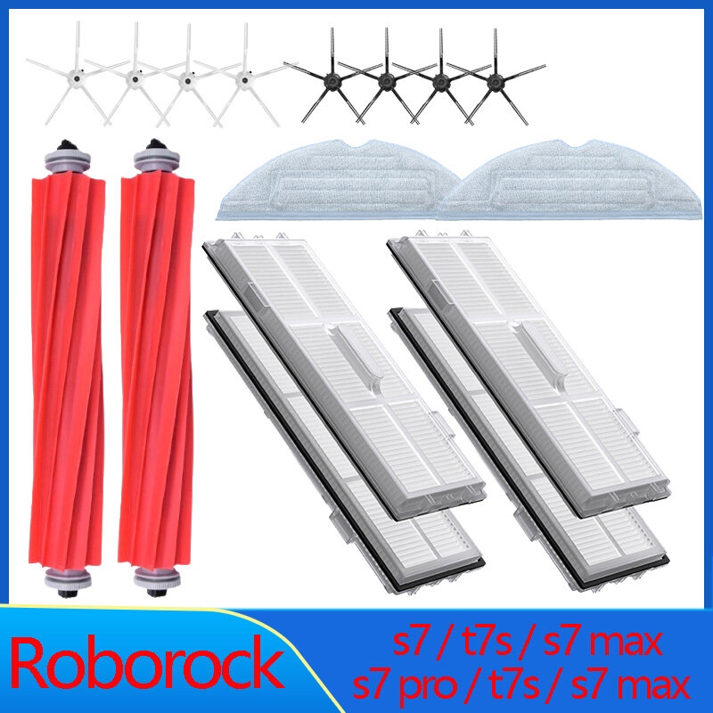 Roborock-Kit de filtro HEPA para aspiradora Roborock S7Max, S7, S70, S75, T7S Plus, cepillo lateral principal, fregonas, paños, accesorios para aspiradora robótica