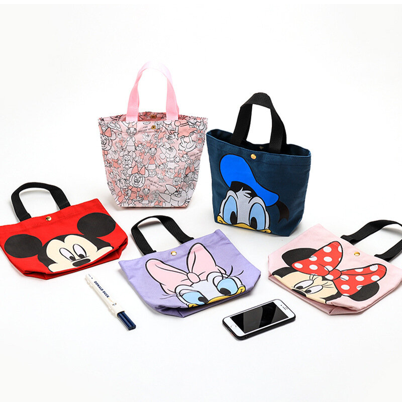 Disney Bag, Mickey Carrying Canvas Bag, Large Capacity Cartoon Carrying Bag, Student Commuting Bento Bag, Picnic Bag
