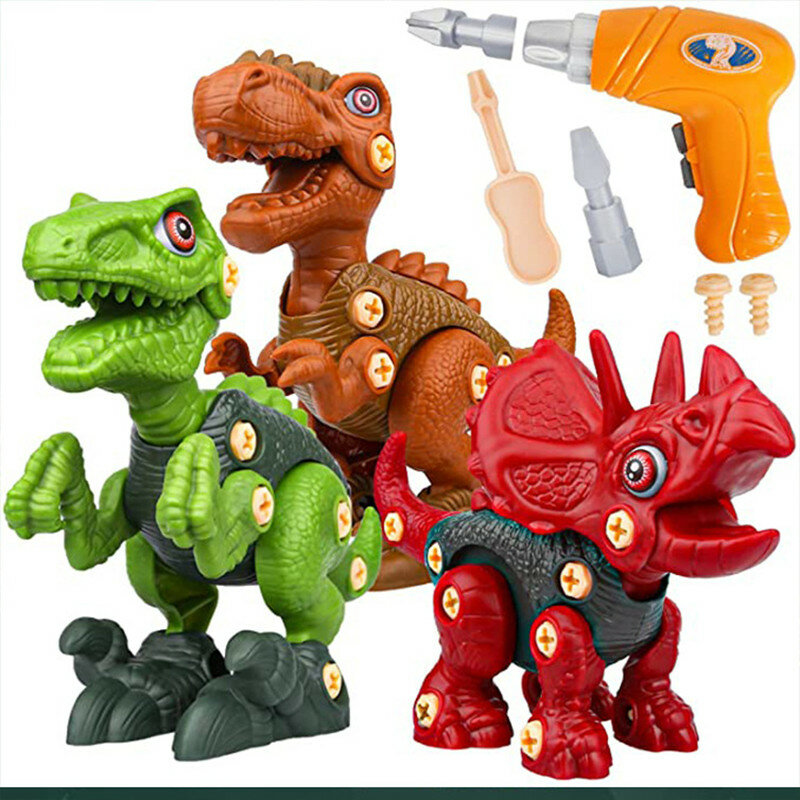 Juguetes de dinosaurios para niños, juguetes educativos de construcción STEM con taladro eléctrico, regalos de cumpleaños para niños y niñas
