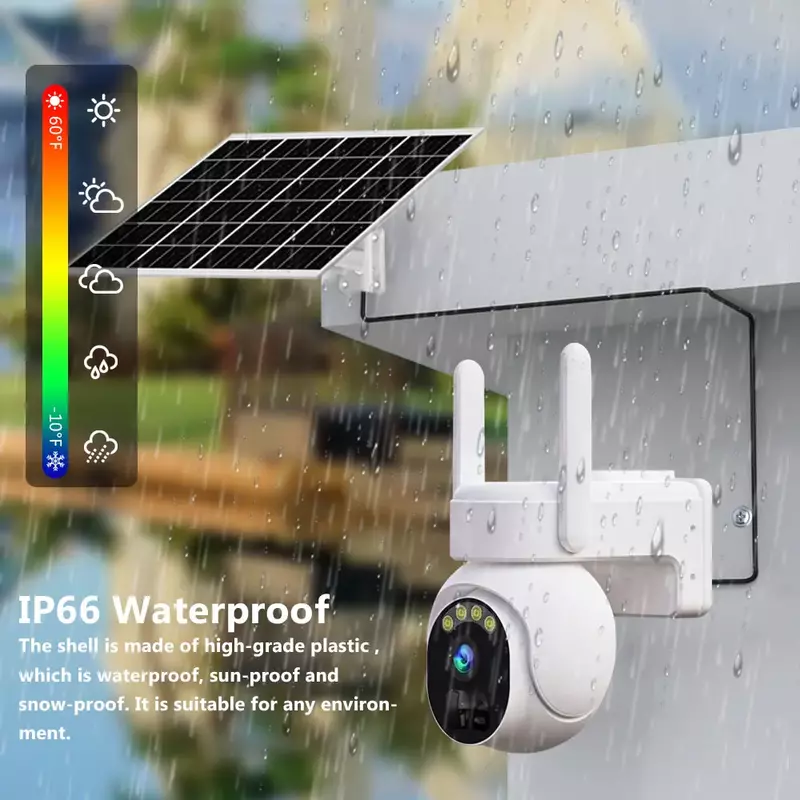 Caméra de surveillance extérieure PTZ IP WiFi 5MP, panneau à faible consommation d'énergie solaire, batterie intégrée, détection humaine PIR, IP66