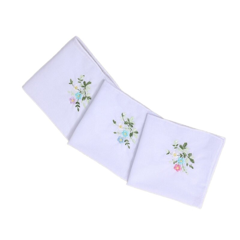 3 piezas 28x28 pañuelos a rayas para mujer pañuelos bolsillo bordado flor bolsillo pañuelos cuadrados para mujer
