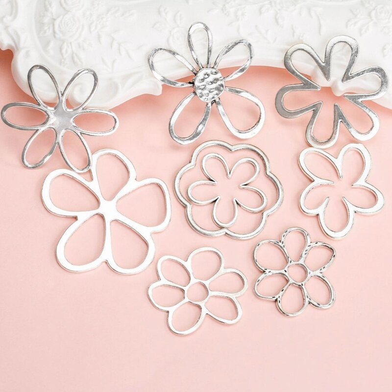 Y1UE lega irregolare fiore fascino fiore perlina pendente fai da te orecchino braccialetto collana fiore perlina per compleanno