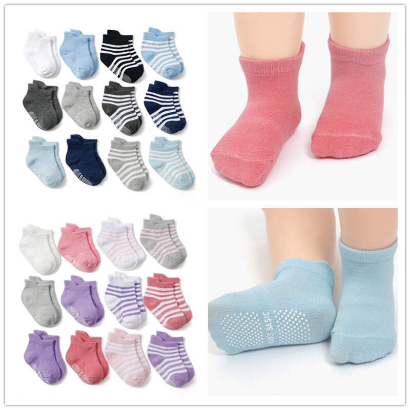 6 Paare/los 0 Zu 5 Jahre Anti-slip Non Skid Ankle Socken mit Griffe für Baby Kleinkind Kinder Jungen mädchen Alle Jahreszeiten Baumwolle Socken