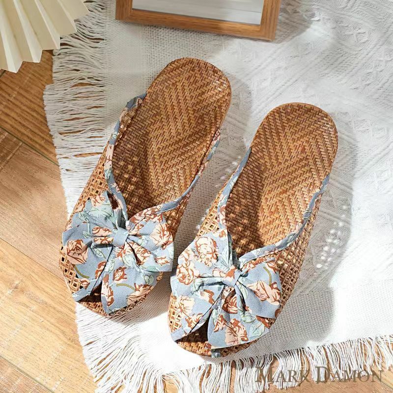 Zapatillas de lino con lazo Baotou para mujer, Zapatillas de casa transpirables antideslizantes de suela suave, envío gratis
