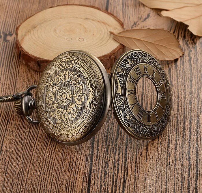 Vintage numeri romani nero steampunk orologio da tasca al quarzo collane da uomo e da donna catena da cintura con ciondolo