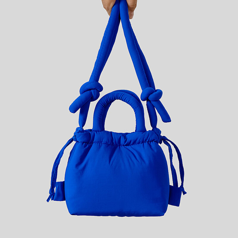 Нейлоновая стеганая сумка на плечо для женщин, дизайнерские мягкие дамские сумочки через плечо с рюшами, маленький пуховой вместительный женский рюкзак